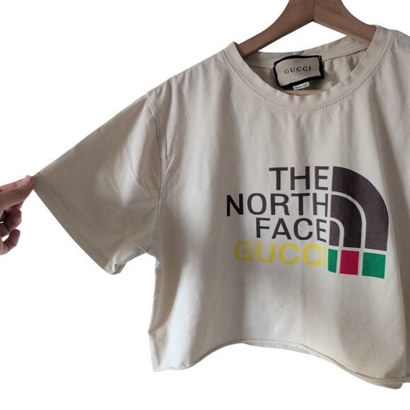 Gucci  North Face Cut Off Re-done Cropped Tee Designer Made in Italy Large - Picture 4 of 8